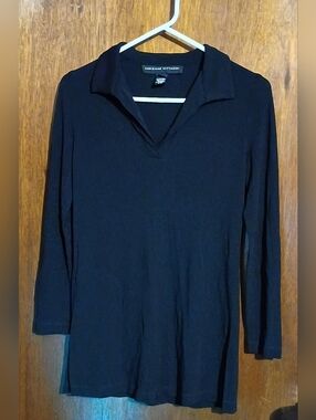 Adrienne Vittadini Black Long-Sleeve V-Neck Top